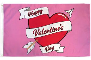 Happy Valentine's Day (Heart) Flag 3x5ft Poly