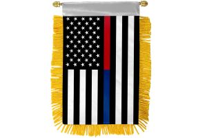 Thin Red/Blue Line USA Mini Banner