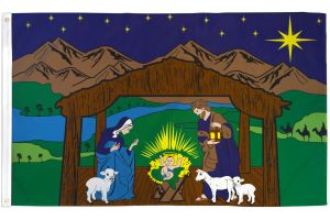 Nativity Scene Flag 3x5ft Poly