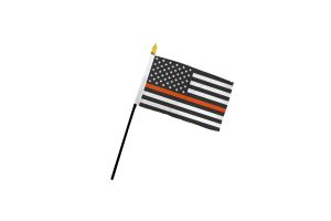 Thin Orange Line USA 4x6in Stick Flag