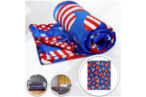 Patriotic Hearts Soft Plush 50x60in Blanket