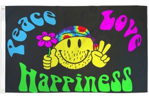 Peace Love & Happiness Flag 3x5ft Poly
