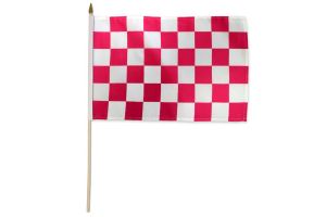 Pink & White Checkered 12x18in Stick Flag