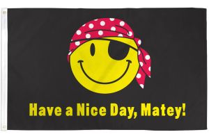 Pirate Happy Face Flag 3x5ft Poly