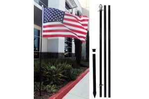 10ft Aluminum (Black) Outdoor Pole with Ground Spike
