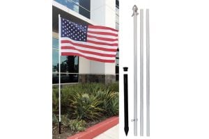 10ft Aluminum (White) Outdoor Pole with Ground Spike
