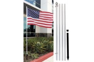 13ft Aluminum (White) Outdoor Pole with Ground Spike