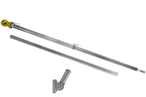 6ft Spinning Stabilizer Flag Pole & Adjustable Bracket Kit (Silver)