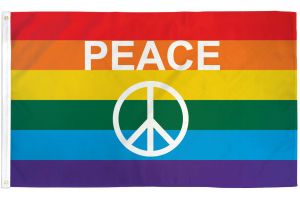 Rainbow Peace Sign Flag 3x5ft Poly
