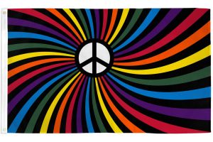 Rainbow Peace Swirl Flag 3x5ft Poly