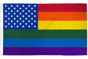 Rainbow US Stars Flag 2x3ft Poly