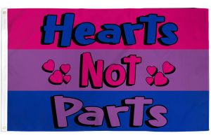 Hearts Not Parts (Bisexual) Flag 3x5ft Poly