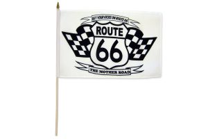 Route 66 (Black & White) 12x18in Stick Flag