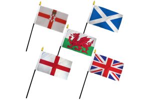 (4x6in) Set of 5 UK Country Stick Flags