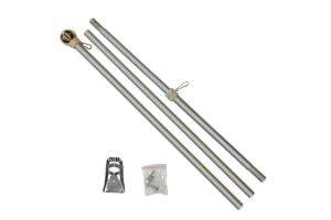 6ft Aluminium Flag Pole Kit With Adjustable 180 Degree Wall Bracket 