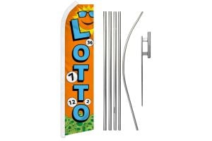 Lotto Superknit Polyester Swooper Flag Size 11.5ft by 2.5ft & 6 Piece Pole & Ground Spike Kit