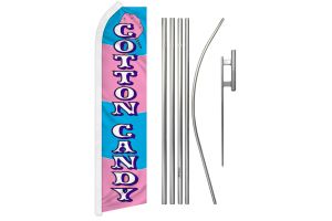 Cotton Candy Superknit Polyester Swooper Flag Size 11.5ft by 2.5ft & 6 Piece Pole & Ground Spike Kit