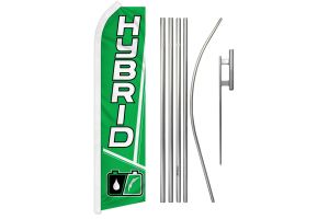 Hybrid Superknit Polyester Swooper Flag Size 11.5ft by 2.5ft & 6 Piece Pole & Ground Spike Kit