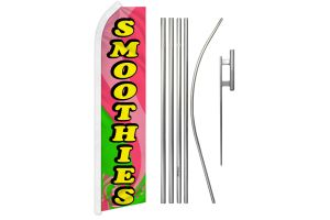 Smoothies Superknit Polyester Swooper Flag Size 11.5ft by 2.5ft & 6 Piece Pole & Ground Spike Kit