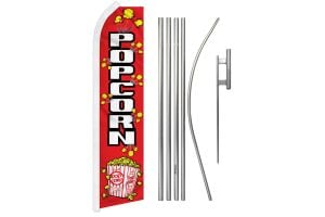 Popcorn Superknit Polyester Swooper Flag Size 11.5ft by 2.5ft & 6 Piece Pole & Ground Spike Kit