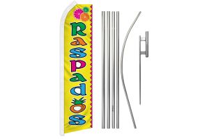 Raspados Superknit Polyester Swooper Flag Size 11.5ft by 2.5ft & 6 Piece Pole & Ground Spike Kit