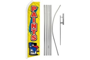Paints Superknit Polyester Swooper Flag Size 11.5ft by 2.5ft & 6 Piece Pole & Ground Spike Kit