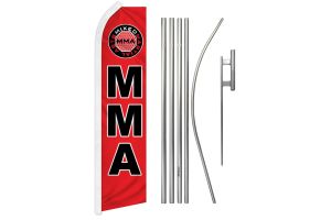 MMA Superknit Polyester Swooper Flag Size 11.5ft by 2.5ft & 6 Piece Pole & Ground Spike Kit