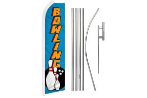 Bowling Superknit Polyester Swooper Flag Size 11.5ft by 2.5ft & 6 Piece Pole & Ground Spike Kit