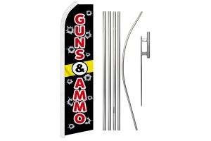 Guns & Ammo Superknit Polyester Swooper Flag Size 11.5ft by 2.5ft & 6 Piece Pole & Ground Spike Kit
