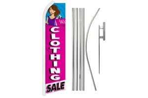 Clothing Sale Superknit Polyester Swooper Flag Size 11.5ft by 2.5ft & 6 Piece Pole & Ground Spike Kit