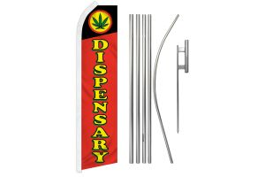 Dispensary Superknit Polyester Swooper Flag Size 11.5ft by 2.5ft & 6 Piece Pole & Ground Spike Kit