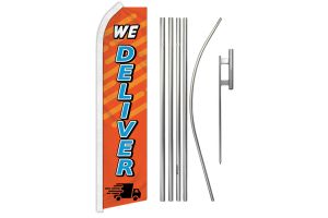 We Deliver (Orange & Blue) Super Flag & Pole Kit