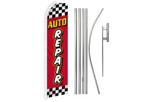 Auto Repair (Red Checkered) Super Flag & Pole Kit