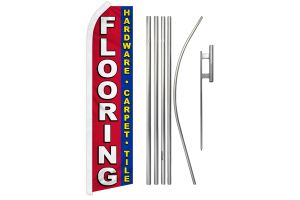Flooring Superknit Polyester Swooper Flag Size 11.5ft by 2.5ft & 6 Piece Pole & Ground Spike Kit
