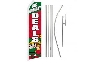 Big Holiday Deals Superknit Polyester Swooper Flag Size 11.5ft by 2.5ft & 6 Piece Pole & Ground Spike Kit