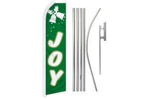 Joy Bells Superknit Polyester Swooper Flag Size 11.5ft by 2.5ft & 6 Piece Pole & Ground Spike Kit