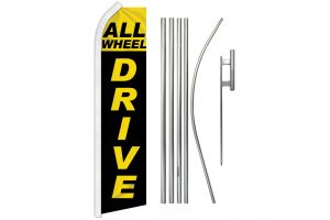 All Wheel Drive (Black & Yellow) Super Flag & Pole Kit