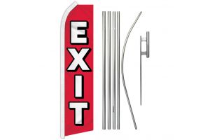 Exit Superknit Polyester Swooper Flag Size 11.5ft by 2.5ft & 6 Piece Pole & Ground Spike Kit