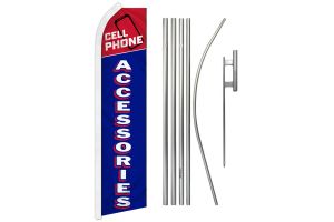 Cell Phone Accessories (Red & Blue) Super Flag & Pole Kit