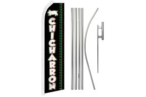 Chicharron  Superknit Polyester Swooper Flag Size 11.5ft by 2.5ft & 6 Piece Pole & Ground Spike Kit