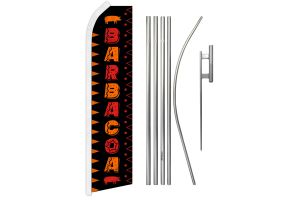Barbacoa  Superknit Polyester Swooper Flag Size 11.5ft by 2.5ft & 6 Piece Pole & Ground Spike Kit
