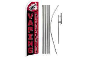Vaping Accessories Superknit Polyester Swooper Flag Size 11.5ft by 2.5ft & 6-Piece Pole & Ground Spike