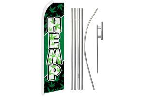Hemp Superknit Polyester Swooper Flag Size 11.5ft by 2.5ft & 6-Piece Pole & Ground Spike