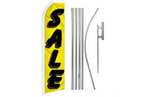 Sale Yellow Superknit Polyester Swooper Flag Size 11.5ft by 2.5ft & 6 Piece Pole & Ground Spike Kit