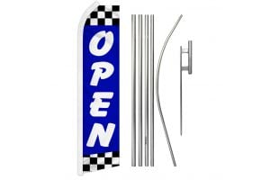 Open (Blue Checkered) Super Flag & Pole Kit