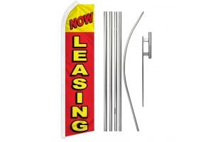 Now Leasing (Red & Yellow) Super Flag & Pole Kit