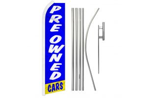 Preowned Cars (Blue & White) Super Flag & Pole Kit
