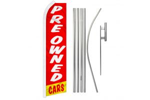 Preowned Cars (Red & White) Super Flag & Pole Kit