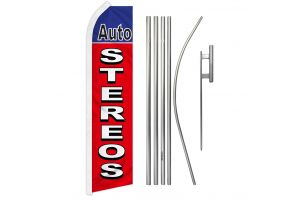 Auto Stereos (Red & Blue) Super Flag & Pole Kit