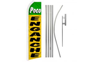Poco Enganche Green & Yellow Superknit Polyester Swooper Flag Size 11.5ft by 2.5ft & 6 Piece Pole & Ground Spike Kit